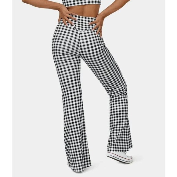 HALARA High Waisted Crossover Vintage Plaid Casual Super Flare Pants Plaid Small - Picture 8 of 8
